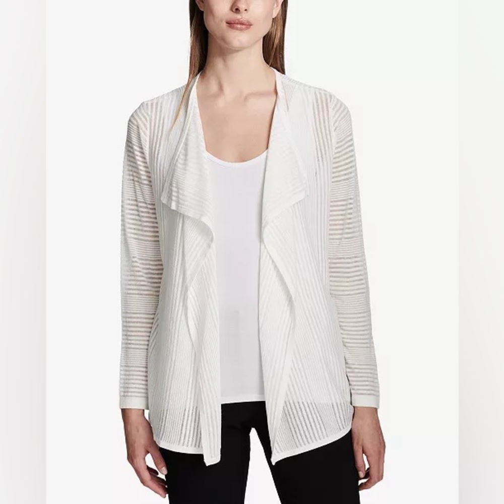 Calvin Klein Sheer Open-Front Cardigan